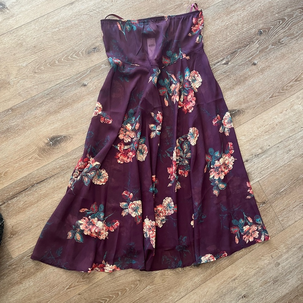 LyreBird Sheer Chiffon Maxi Dress NWT Plum Floral XS S